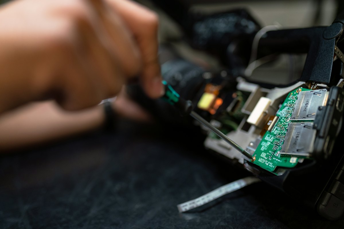 Technician servicing a computer